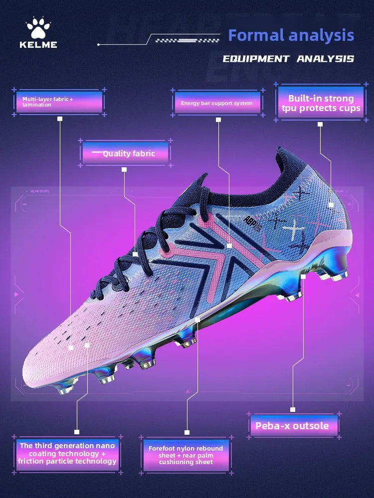 KELME FG Profi-Fußballschuhe mit langen Stollen für Naturrasen, professionelle Fußballschuhe für Wettkämpfe, rutschfeste Indoor-Fußballschuhe
