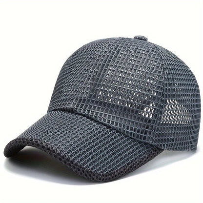 Men's Solid Color Mesh Breathable Baseball Cap Sun Protection Hat Women Sports Cap Camping Cap