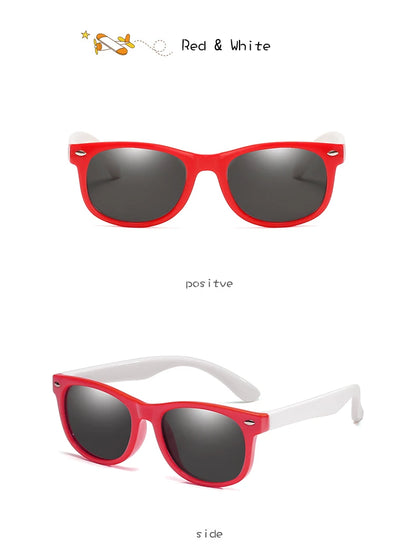 Polarized Kids Sunglasses TR90 Silicone Gel Frame Classic Square Children Sun Glasses Girls Boys Multi Color Baby Goggles UV400