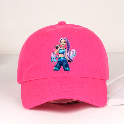 K-POP Purple Hair Idol Cartoon Print Baseball Cap Men Women Y2K Streetwear  Adjustable Dad Hat Sun Hat