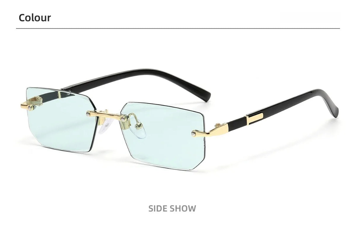 Vintage Rectangle Sunglasses Men New Rimless Fashion Beach Shades Women Trendy Luxury Brand Design Casual Anti-UV Sun Glasses
