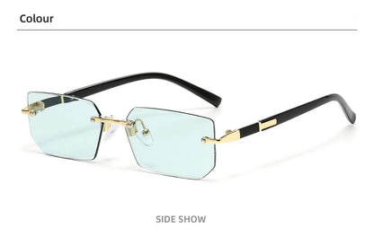Vintage Rectangle Sunglasses Men New Rimless Fashion Beach Shades Women Trendy Luxury Brand Design Casual Anti-UV Sun Glasses