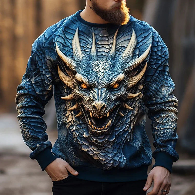 Pánska mikina s kapucňou s potlačou čínskeho draka, módna 3D mikina so vzorom draka, hip-hopový oversized pulóver, pánske oblečenie Monster Golf