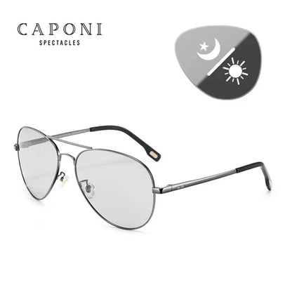 CAPONI Avation Sun Glasses For Men Day And Night Photochromic Driving Men's Sunglasses Polarized UV400 Pilot Shades Male BS3104