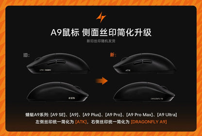Mouse gaming wireless ATK A9 con tecnologia NearLink, ergonomico, PAW3395, tri-mode Bluetooth a bassa latenza, mouse esports per PC