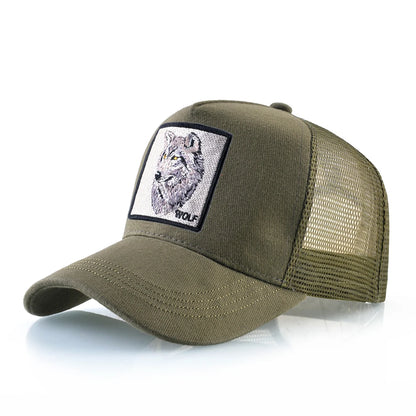 Fashion Baseball Cap With Embroidery Wolf Patch Snapback Hip Hop Trucker Caps Men Women Outdoor Breathable Visor Hat