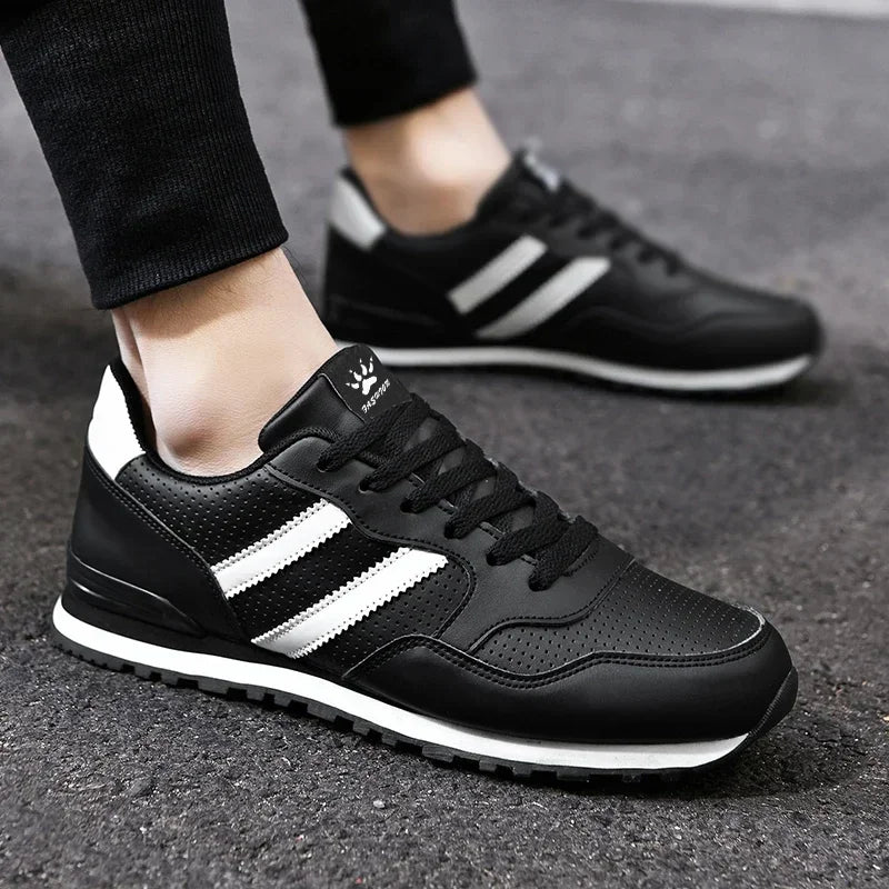 Jesienne buty sportowe męskie, płaskie buty do biegania, białe, trwałe, klasyczne buty casualowe, niskie, modne buty trekkingowe i do chodzenia