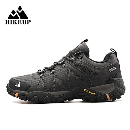 HIKEUP Pantofi de drumeție pentru bărbați, pentru patru sezoane, sport outdoor, piele naturală, rezistenți la uzură, pantofi de escaladă cu talpă din cauciuc, sneakeri de trekking