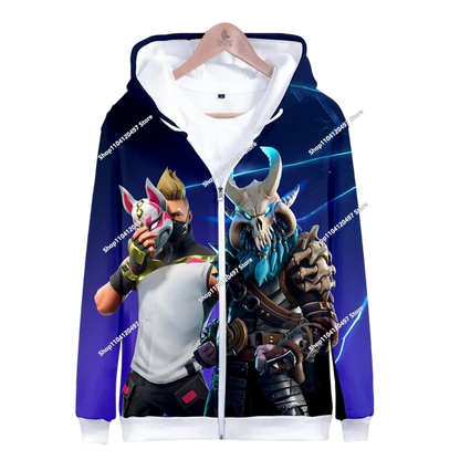 2024 New Game Zipper Hoodie Children's Sweatshirt Fortnite Pullover Sweatshirts Fashion Boys and Girls Clothing