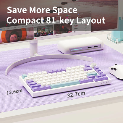 Tastiera meccanica cablata AJAZZ AK820 75%: hot‑swappable, retroilluminazione RGB/bianca/azzurro ghiaccio, controllo con manopola del volume | Per ufficio e gaming