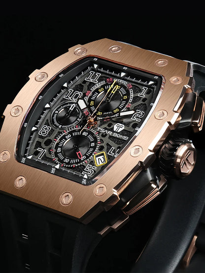 TSAR BOMBA New TB8204 Watch for Men, Japan Quartz Chronograph, 50M Waterproof Wristwatch, Fashion Sport Clock, Luxury Gift
