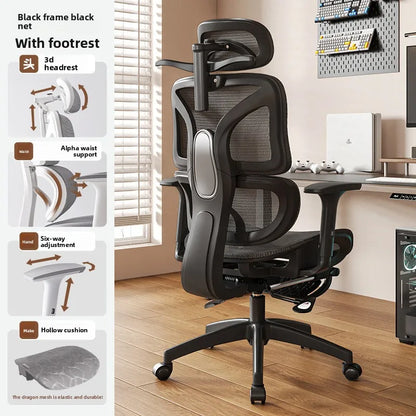 UVR Ergonomic Gaming Chair Comfortable Computer Chair with Footrest, Adjustable Office Chair, Reclining E-Sports Chair for Long Sitting and Work