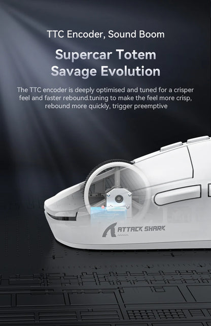 ATTACK SHARK X6 Tri-Mode Gaming Mouse with Magnetic Charging Dock, 26K DPI PixArt PAW3395 Sensor, 49g Ultralight Wireless Gaming Mouse for PC, Mac & Xbox