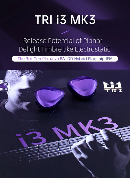 TRI I3 MK3 Hybrid In-Ear Earphones – 3rd Gen Planar BA DD HiFi Wired Earbuds High Resolution Audio