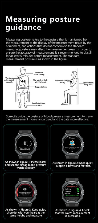 2026 New Health Track Smartwatch Air Pump Airbag True Blood Pressure Health Measure Smart Watch for Men and Women Blood Oxygen BT Call