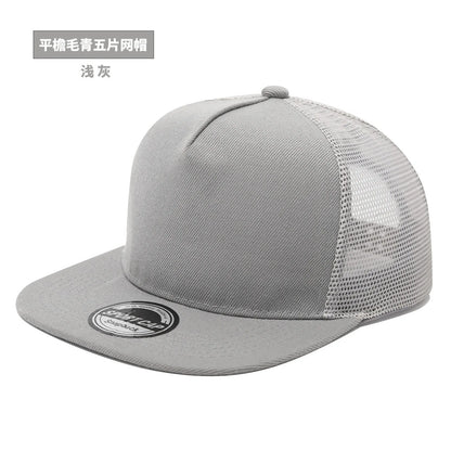 New Hip Hop Back Mesh Baseball Cap Men Women Personalized Flat Brim Trucker Hat Summer Street Fashion Snapback Caps