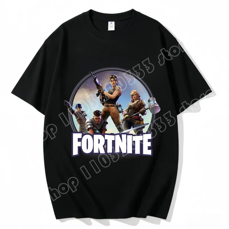 Fortnite Crew Neck T Shirt Unisex Adult Game Dance Fashion New Pure Cotton Short Sleeve Tops Perfect for Casual Wear Vacations