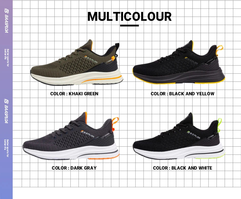 Baasploa Herren-Laufschuhe, neue atmungsaktive Mesh-Sport-Sneaker, Übergrößen 41-48, klassische Freizeitschuhe für Herren, rutschfest, Outdoor-Komfort