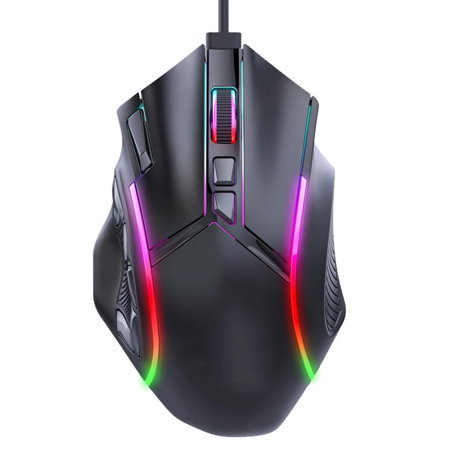 Ratón gaming RGB con cable 12800DPI, 12 teclas, definición de macros, accesorios de repuesto para ordenador, funcionamiento fotoeléctrico
