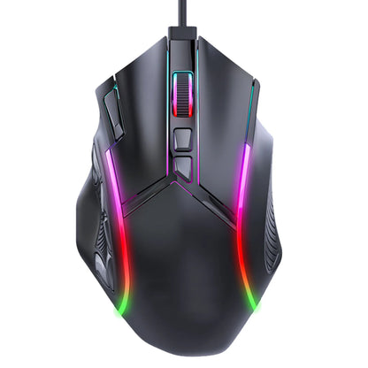 Ratón gaming RGB con cable 12800DPI, 12 teclas, definición de macros, accesorios de repuesto para ordenador, funcionamiento fotoeléctrico