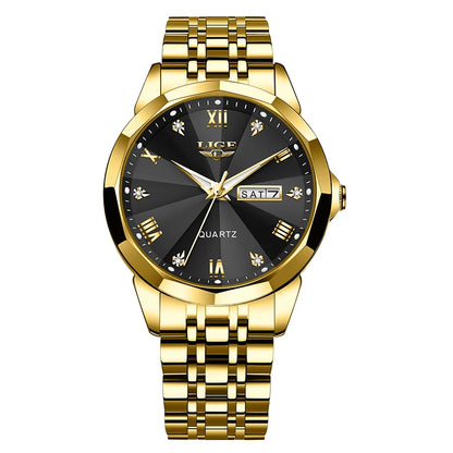 Reloj de pulsera de cuarzo para mujer LIGE: elegante y lujoso, con indicador de fecha y día de la semana. Reloj sencillo y resistente al agua, ideal como regalo para mujer.