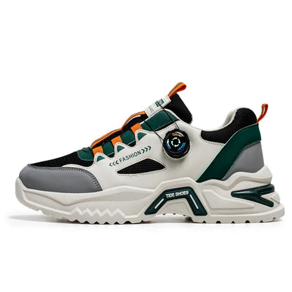 Koreanische Herren-Sportschuhe mit drehbarer Schnalle, modische Freizeitschuhe für alle Jahreszeiten, weiche rutschfeste Sohle, Outdoor-Laufschuhe, Studenten-Sneaker