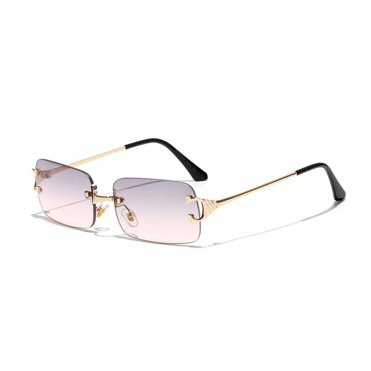 Ruiao 2026 rimless sunglasses UV400 fashion square metal glasses for men women designer man's brand sun shades for outdoor