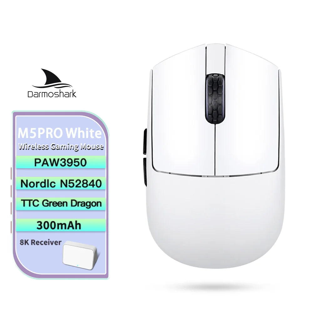 Darmoshark M5 Air Forged Carbon Fiber Gaming Mouse Wireless 8K Macro Mouse 30KDPI Finger Grip Small Hand Mice 30g Lightweight