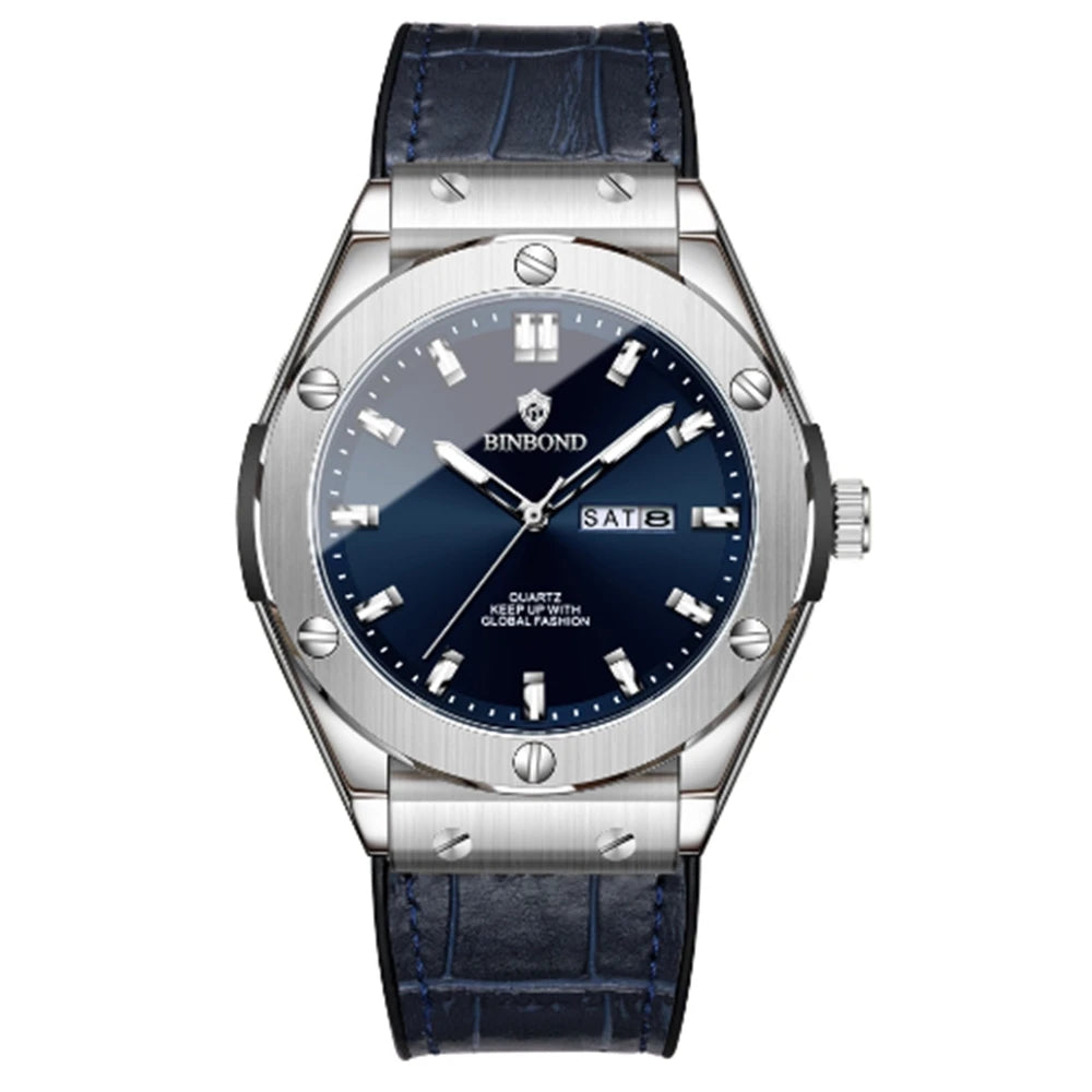 Montre pour homme, style décontracté, bracelet en cuir, modèle automatique ou à quartz, accessoire de luxe, idée cadeau idéale, montre-bracelet tendance.
