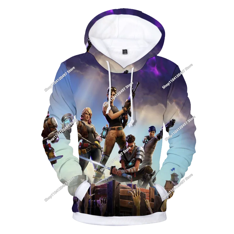 Camisola com Capuz Infantil de Outono — T-shirt Hoodie Fortnite Nova, Roupa Casual Confortável para Crianças, Estilo Streetwear