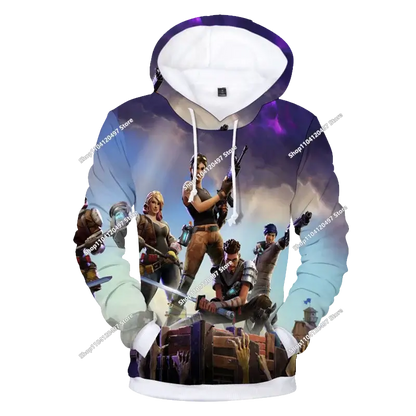 Camisola com Capuz Infantil de Outono — T-shirt Hoodie Fortnite Nova, Roupa Casual Confortável para Crianças, Estilo Streetwear
