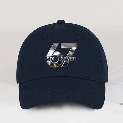 Metallic Number 67 "Six Seven" Print Baseball Cap Adjustable Unisex Streetwear Sun Hat