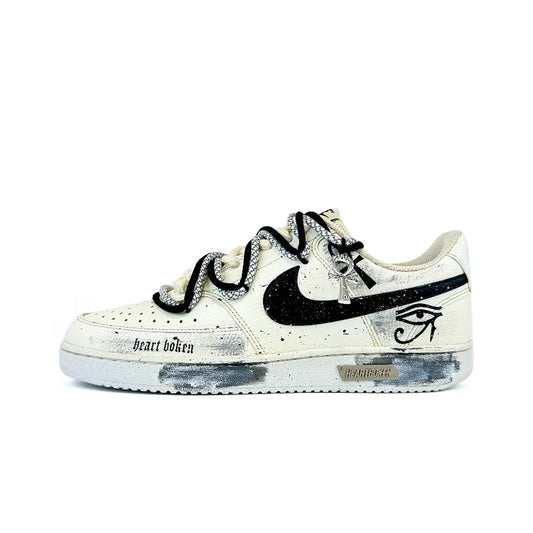 Custom Sneakers Nike Court Vision 1 Low "Eye of God 2.0" Distressed Splatter Men's Skateboarding Sneakers