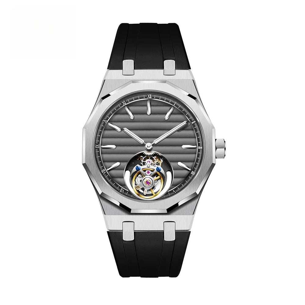 Raymondoya Men's Flying Tourbillon Movement Mechanical Automatic Luxury Watches Wristwatches Skeleton Watch Brand For Men Sapphire