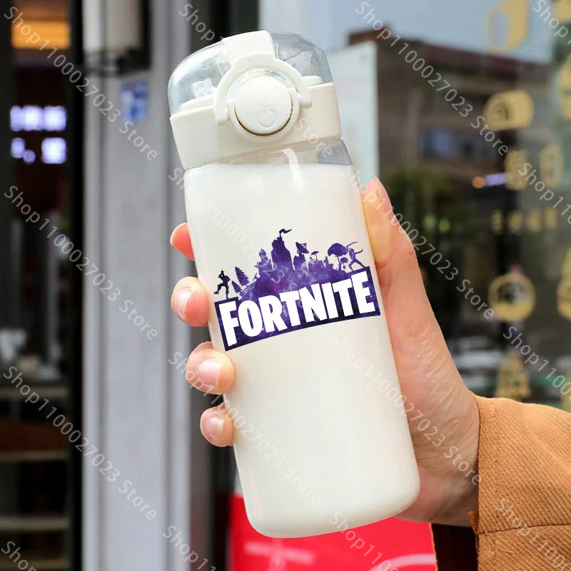 400ML Fortnites 18CM Straw Cup for Adult Boys Girls Cute Water Cup Cartoon Students Drop-Resistant Water Bottle Portable Gifts