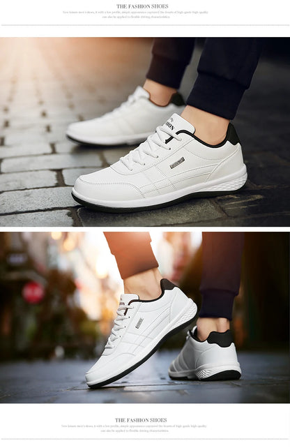Sapatos para Homem YRZL Primavera Outono Impermeáveis, Ténis de Caminhada em Pele para Lazer e Desporto Masculino, Calçado Antiderrapante para Homem