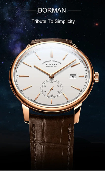 Reloj BORMAN BM3817 TOP nuevo de 42 mm, reloj de lujo para hombre, automático mecánico, cristal de zafiro, ultrafino, impermeable 50M, con subesfera