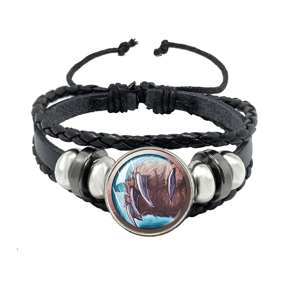 Classic Games World Of Warcraft Hearthstone Glass Leather Rope Bracelet For WOW Alliance and Horde Combatant Gift