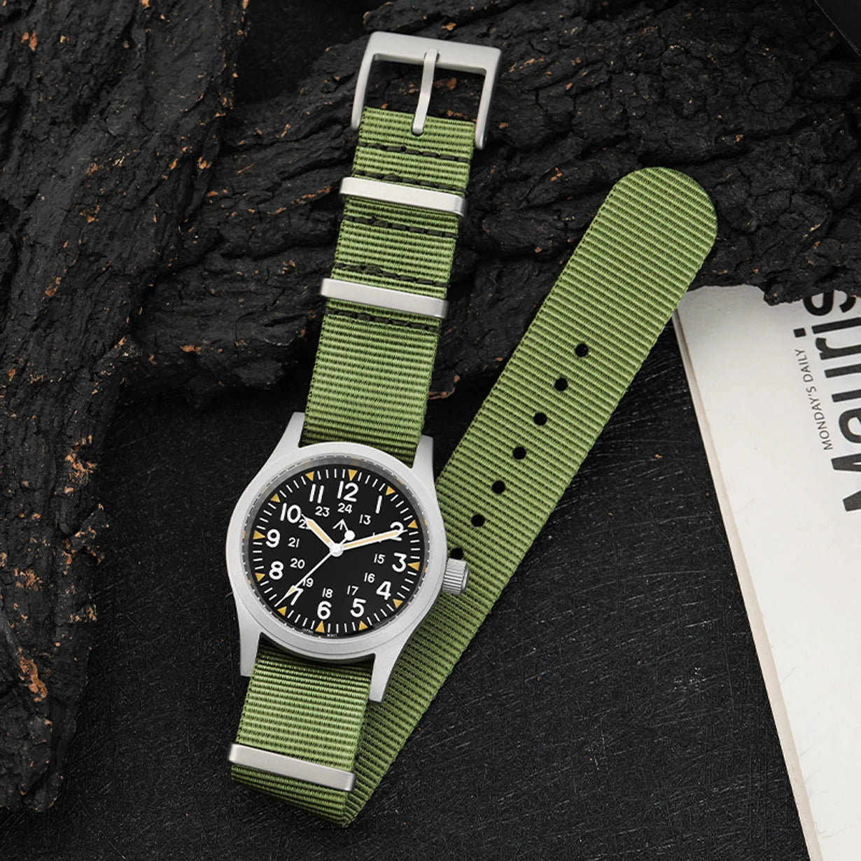Militado ML05 38mm Vintage Watch VH31 Quartz Movement Field Watches Domed Sapphire Crystal With High Clear AR Coating Wristwatch