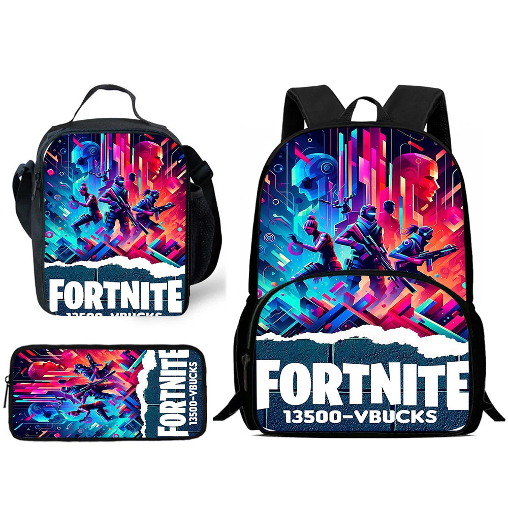 Set scuola classico FortniteS per bambini: zaino, borsa pranzo e astuccio, borse scolastiche capienti per bambino e bambina, idea regalo perfetta