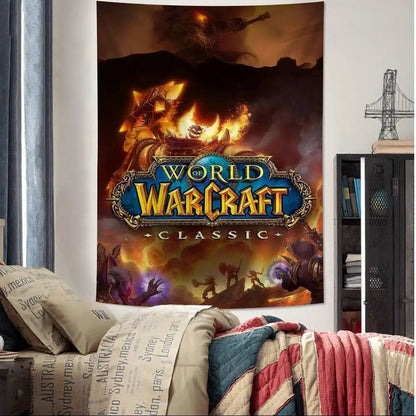 Μεγάλη επιτοίχια ταπισερί με εκτύπωση Hot Game World Of Warcraft, οικονομική χίπικη διακόσμηση τοίχου, μποέμ επιτοίχιες ταπισερί, μάνταλα για διακόσμηση σπιτιού