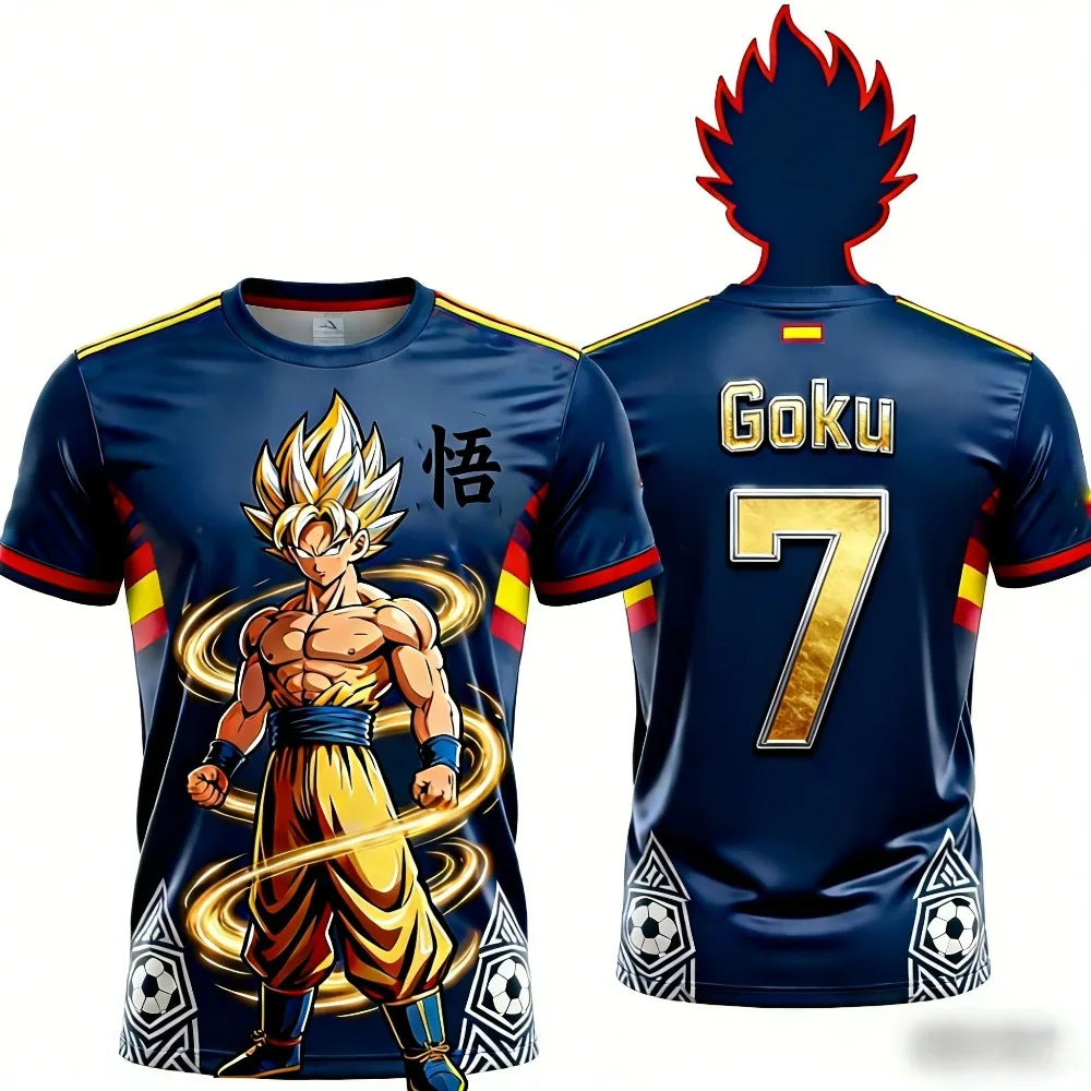 T-shirt casual Dragon Ball de verão 2026 para homem, com estampado 3D, manga curta, corte largo, respirável, para mulher e criança, estilo desportivo