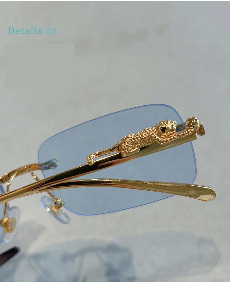Cycling 12pcs Brand Leopard Rimless Rectangle Sunglasses Fashion Y2K Frameless Sun Glasses Shades for Women Men UV400