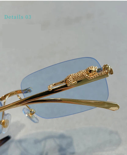 Cycling 12pcs Brand Leopard Rimless Rectangle Sunglasses Fashion Y2K Frameless Sun Glasses Shades for Women Men UV400