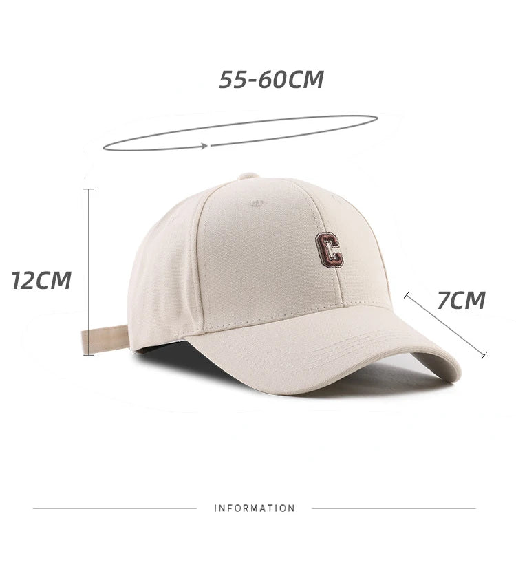 Hard-top C Letter Baseball Cap Men Women's Korean version of the tide peaked cap wide-brimmed big head  the curved brimmed hat