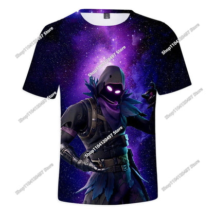 T-shirt estiva Fortnite per adulti e bambini con stampa digitale 3D, vestibilità ampia, taglie grandi, maniche corte