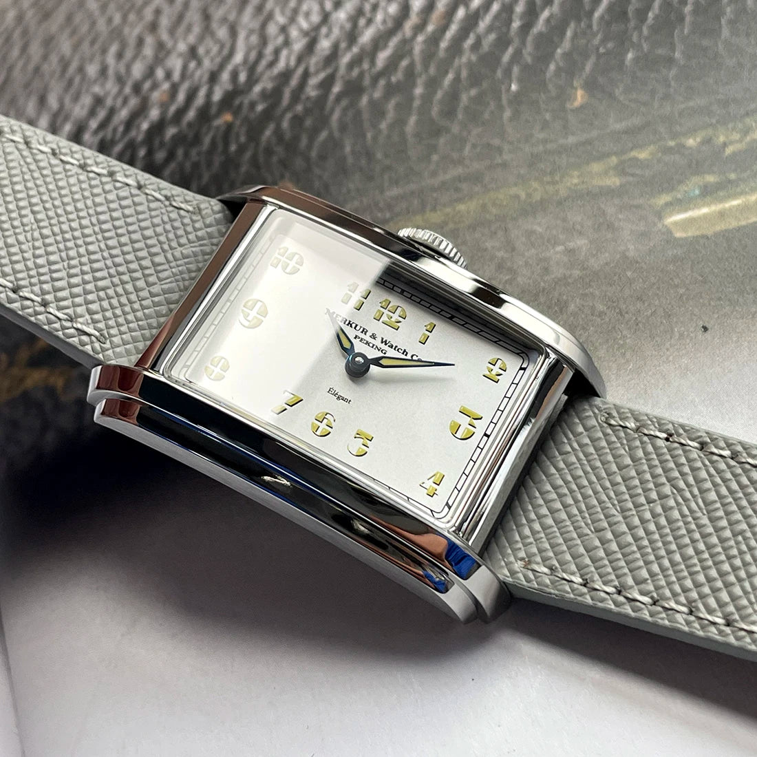 New MERKUR NH05 Rectangle Retro Casual Watch for Men Business Series Automatic Chorded Watch Sapphire White Watch