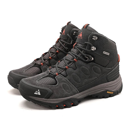 HIKEUP High-Top Herren-Wanderstiefel Winter Outdoor Schuhe Schnürung Rutschfeste Sportliche Freizeit-Trekkingstiefel Herren Wildleder Warme Schuhe