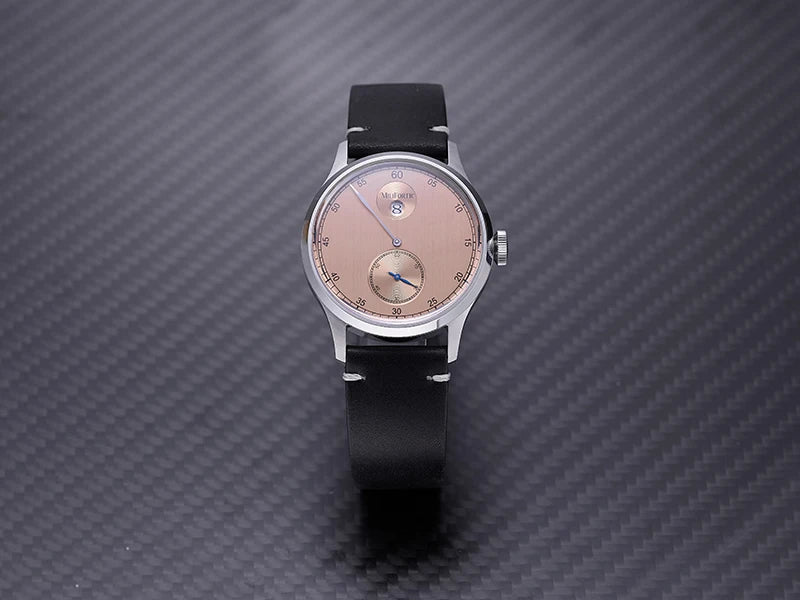 Milifortic Jumping Hour Auto R077 Vintage Small Seconds ST17 Movement Jump Hour Salmon Dial Men Watches