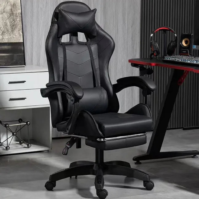 Chaise de jeu ergonomique avec dossier inclinable réglable en hauteur pour bureau, streaming et massage sur PC